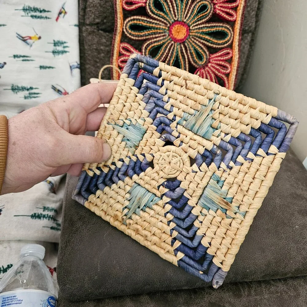 Assorted handmade plant mats and cat coasters